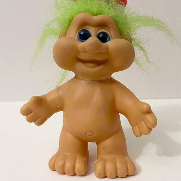 Vintage 1991 ITB Christmas Santa Troll with Hat Green Hair 5 Inch Tall Doll - Picture 15 of 16